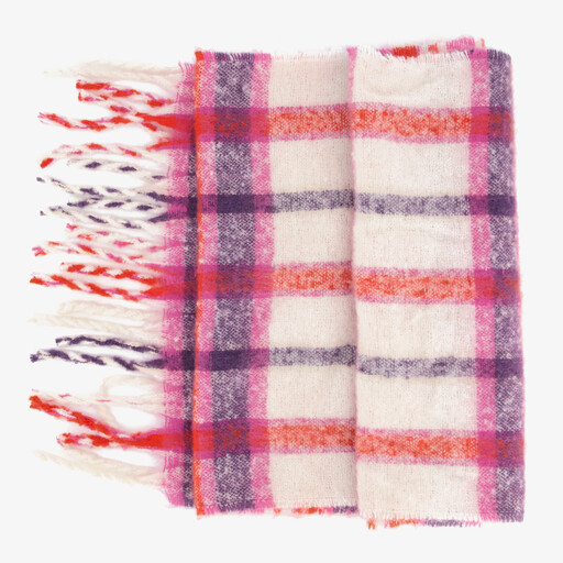 Geruite dames sjaal roze beige