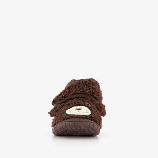 Kinder teddy pantoffels met beer bruin