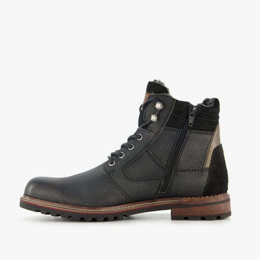 Leren heren veterboots zwart