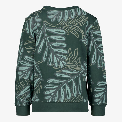 Jongens sweater met bladerenprint groen