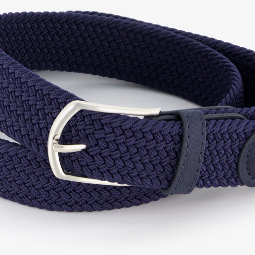 Gevlochten heren riem blauw