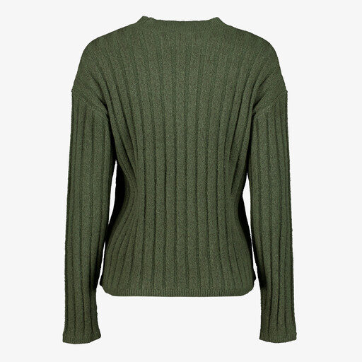 Ribgebreide dames trui groen