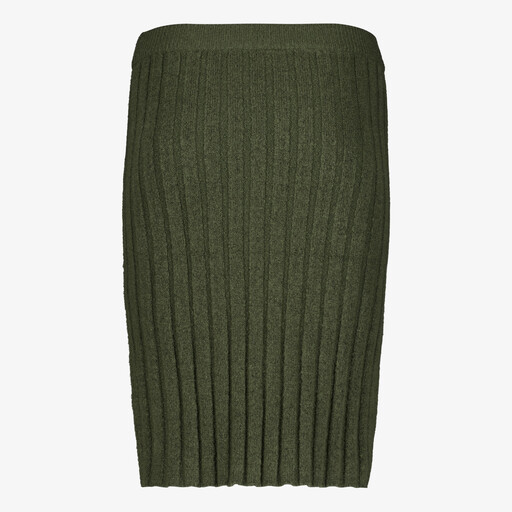 Ribgebreide dames midi rok groen