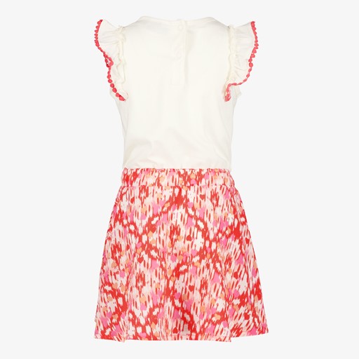 Meisjes jurk wit met roze print