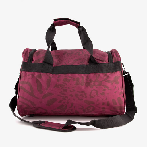 Sporttas met panterprint 26 liter bordeauxrood