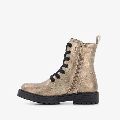 Meisjes veterboots metallic goud