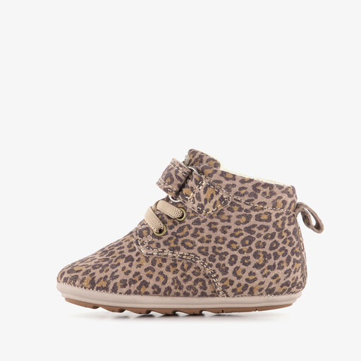 Leren babyschoenen met luipaardprint