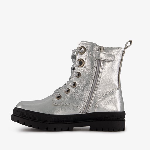 Meisjes veterboots zilver