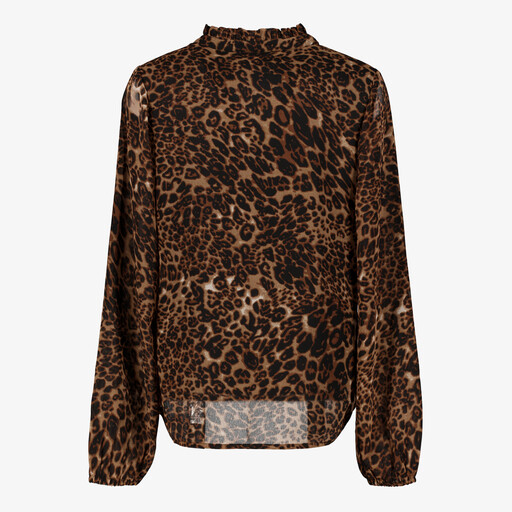 Dames blouse met panterprint bruin