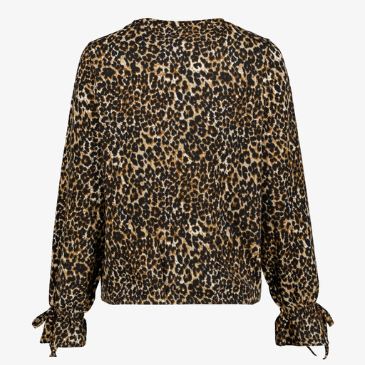 Dames blouse met luipaardprint en strikjes
