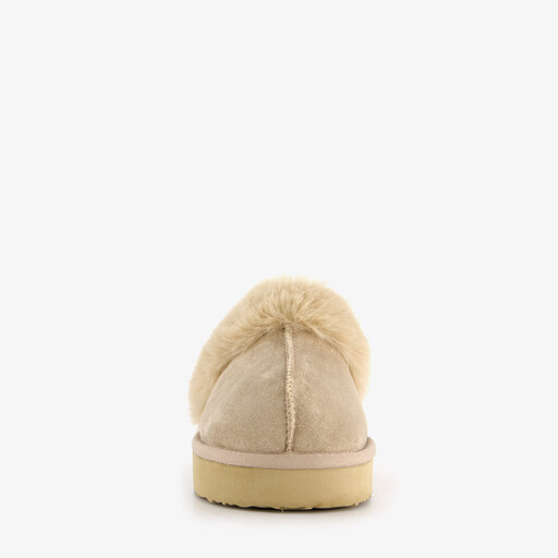 Gevoerde dames pantoffels imitatiebont beige