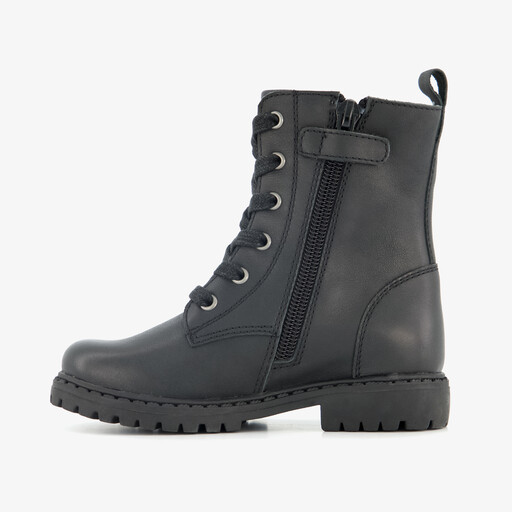 Leren meisjes veterboots met hartje zwart