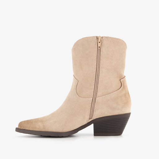 Suede dames western laarzen beige