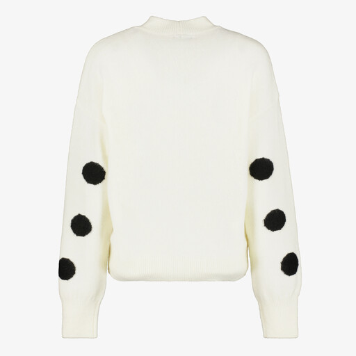 Dames trui wit met zwarte stippen