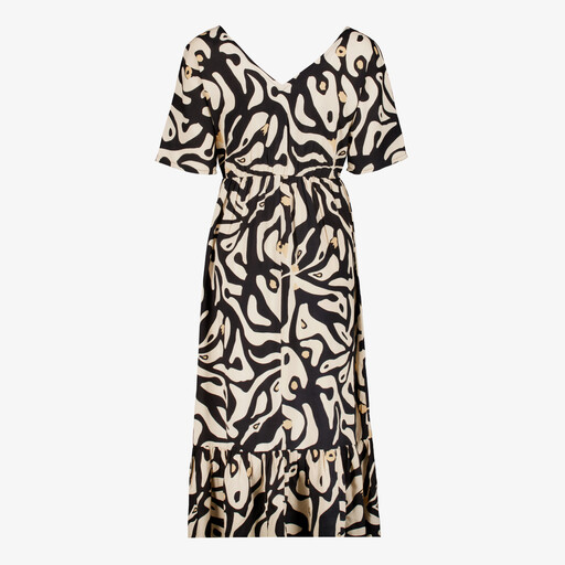Dames jurk met print beige zwart
