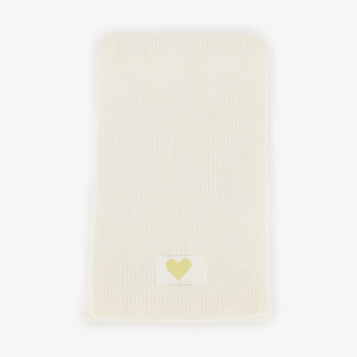 Gebreide meisjes sjaal met hartje wit