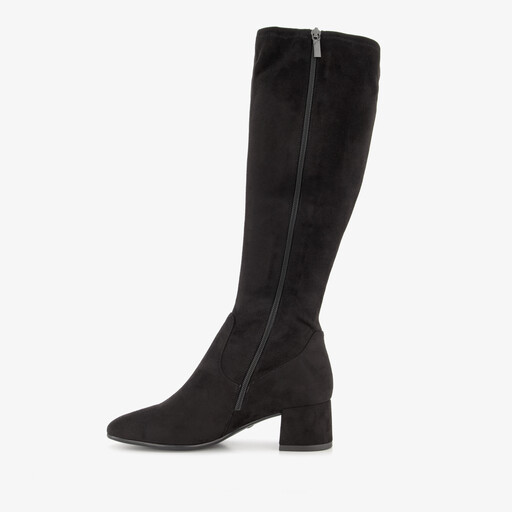 Suèdelook dames laarzen met hak zwart