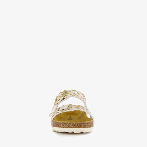 Meisjes bio slippers wit goud