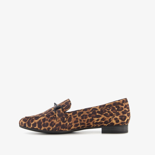 Dames loafers met gesp en panterprint bruin