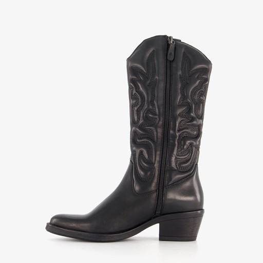 Leren dames western laarzen zwart