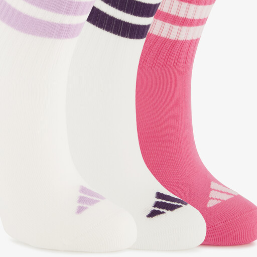 3 paar Ribbed kids sokken wit roze