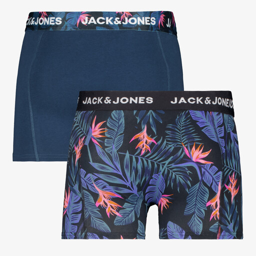 Heren boxershorts met blaadjesprint 2-pack blauw