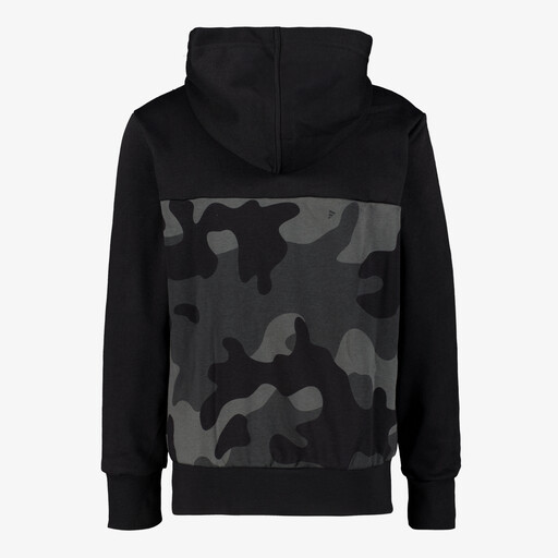 J Camo FL HD kinder hoodie met camouflageprint zwart grijs