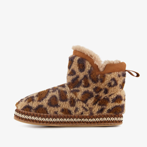 Gevoerde dames pantoffels met luipaardprint