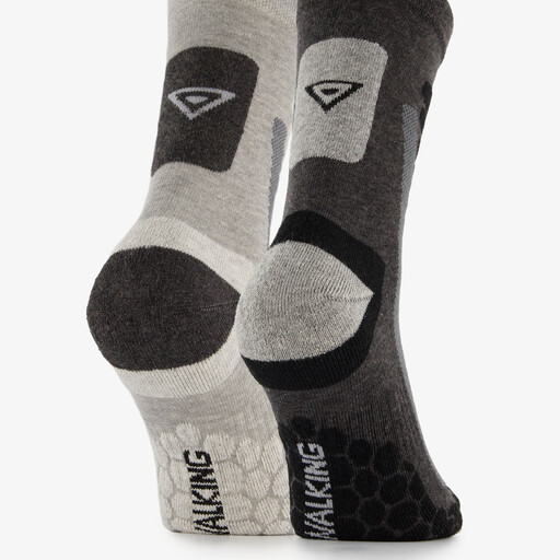 Angro 2-pack dames heren wandelsokken grijs