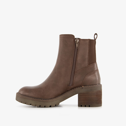 Dames Chelsea boots met hak bruin