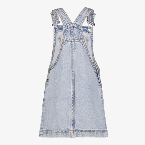 Meisjes denim tuinjurk met bloemetjes