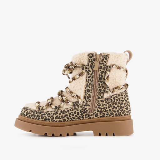 Gevoerde meisjes teddy boots met luipaardprint