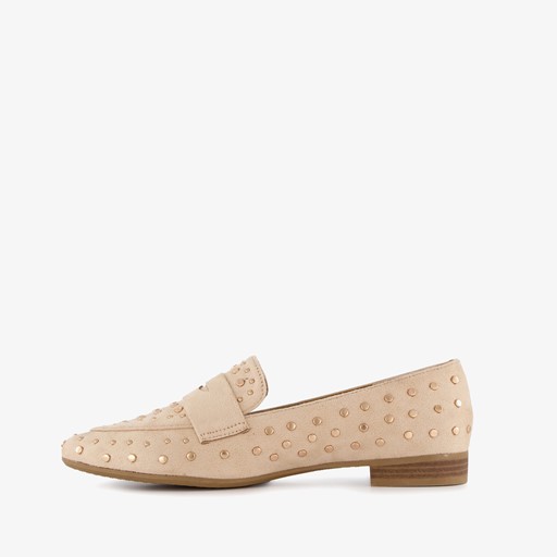 Dames loafers met studs beige