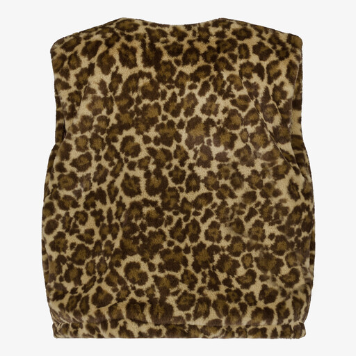 Fake fur dames gilet met luipaardprint