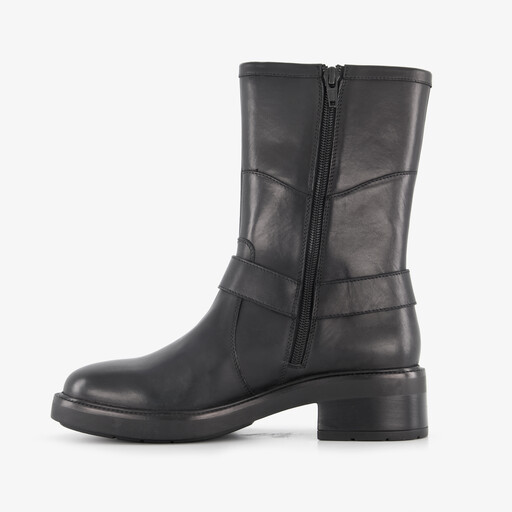 Leren dames biker boots zwart
