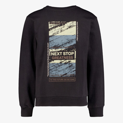Unsigend jongens sweater met backprint zwart