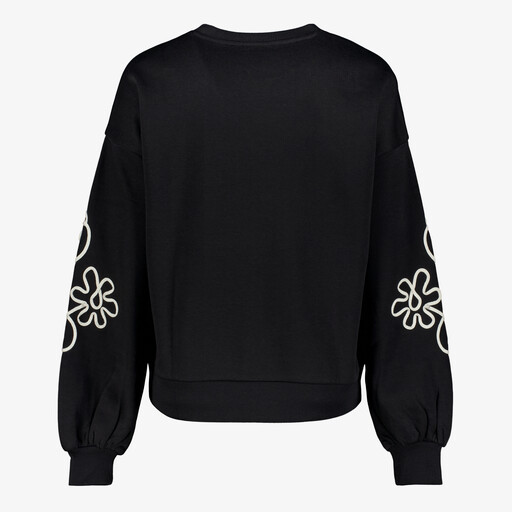Dames sweater met geborduurde details zwart
