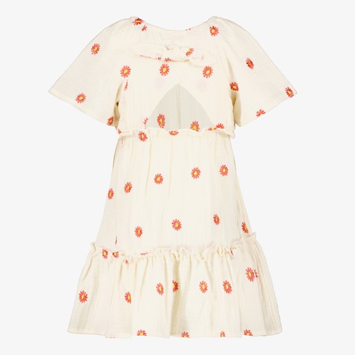 Mousseline meisjes jurk met bloemetjes