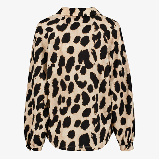 Dames blouse met panterprint beige zwart