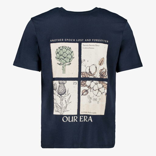 Heren T-shirt met backprint blauw