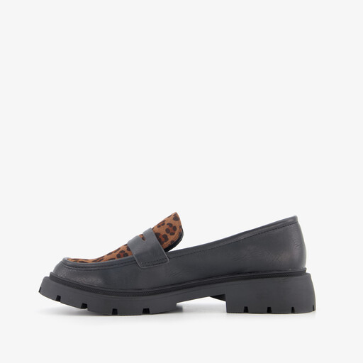 Dames loafers met panterprint details zwart