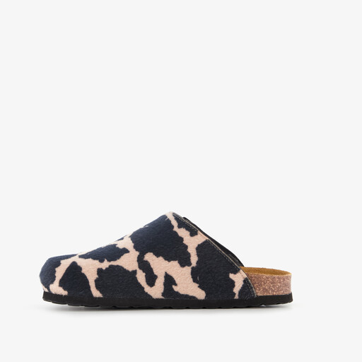 Dames clogs met dierenprint zwart wit