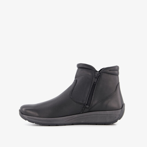 Leren dames enkellaarsjes zwart