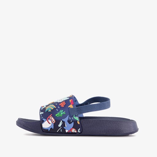 Blauwe kinder badslippers met visjes