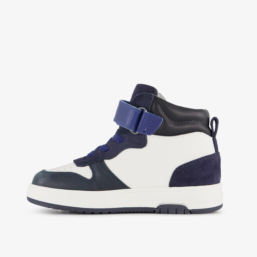 Leren hoge jongens sneakers blauw wit