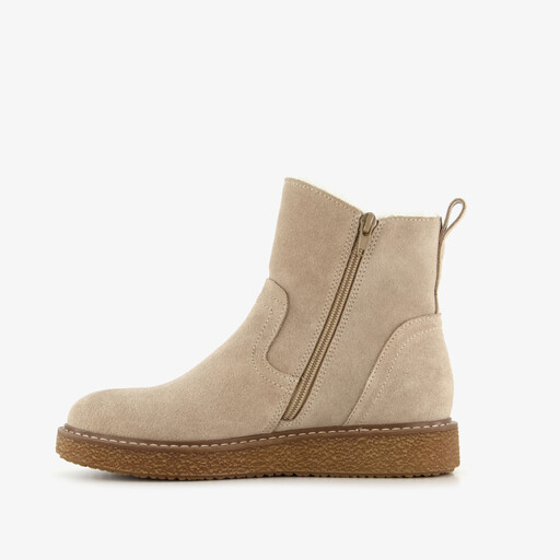 Gevoerde suède dames boots beige