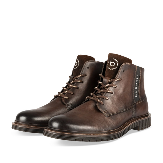 Bottines Marron Homme CUIR motif Uni Lacets + Fermeture éclair                                                                                                     BUGATTI