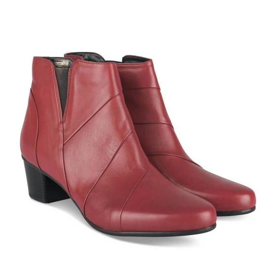 Bottines ROUGE Femme CUIR motif Uni Fermeture éclair                                                                                                     MEGIS ELEGANT