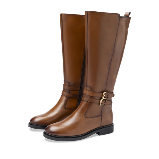 Bottes COGNAC Femme CUIR motif Uni A enfiler                                                                                                     SAN MARINA