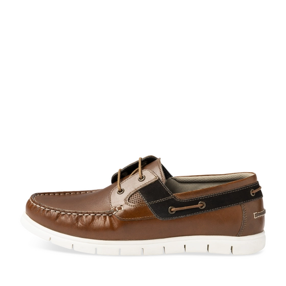 Chaussures bateau COGNAC Homme CUIR motif Uni Lacets                                                                                                     SAN MARINA